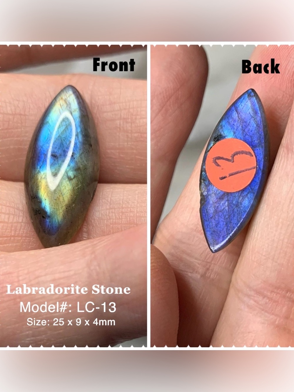 Natural Labradorite Elongated Marquise 25x9mm Cabochon Blue Flash Loose Gemstone